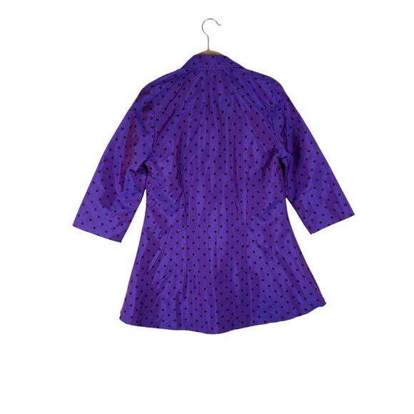 Beluva Button Up Top Retro 3/4 Sleeve Iridescent Purple Polka Dot Size Small - Picture 3 of 7